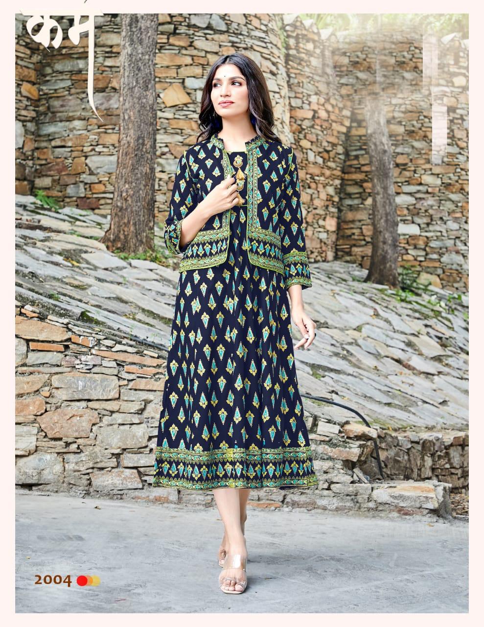 Gold Star 2 Fancy Festive Wear Rayon Designer Fancy Kurti With Koti Collection